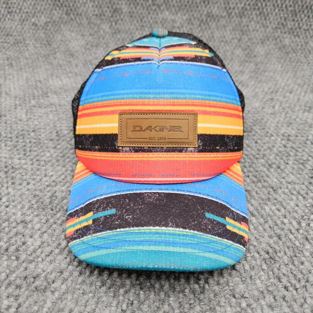 Dakine Women's Multi Color Striped Foam Mesh Trucker Snapback Hat Ball Cap - Picture 2 of 7